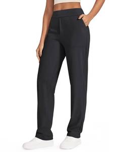 lot 2344 image: G4Free Yoga Dress Pants Women High Waisted Work Pants Business Casual Wide Leg Trousers with Pockets Office Wear (28,Black,L) - Retail $34