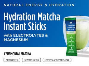lot 2346 image: VitaCup Hydration Matcha Instant Packets with Electrolytes 10 Packets  - Retail $15