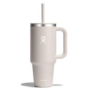 lot 2354 image: Hydro Flask 40oz All Around Travel Straw Tumbler - Oat Double-Wall, BPA-Free, Spillproof - Retail $40