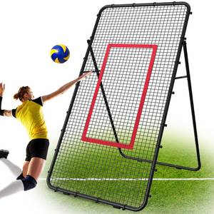 lot 2358 image: Adjustable Volleyball Rebounder Net 7x4 FT, Metal Frame & High-Tension PE Netting, Durable & Portable Volleyball Training Equipment Practice for Improving Volleying, Bumping, Spiking Skills (Black) - Retail $51