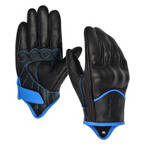 lot 2366 image: Harssidanza Woman Leather Motorcycle Gloves,Motorbike Gloves,Road Racing,Cycling,Climbing, Powersports Gloves Touchscreen GL016US,Blue, Size L - Retail $30