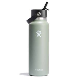 lot 2372 image: Hydro Flask 40oz Wide Mouth Flex Straw Bottle - Agave Double-Wall, BPA-Free, Leakproof - Retail $55