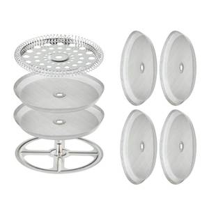 lot 2374 image: 8 Pieces French Press Replacement Parts Stainless Steel Set, 6 Pieces 4in Universal French Press Screen, Containing Spiral Disk and Cross Disk for 34oz3.75 Inch Wide French Press Coffee Press - Retail $10