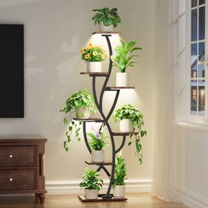 EVAWOO Plant Stand Indoor with Grow Lights - 58" Corner Plant Shelf Indoor, 7 Tiered Tall Lighted Plant Stand for Indoor Multiple Plants, Flower Stands Display Rack Holder for House, Patio, Black - Retail: $70