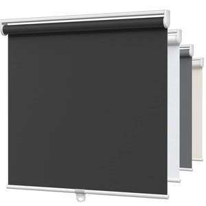 lot 2393 image: MYshade Blackout Cordless Roller Shades, Room Darkening Free-Stop Roll Up Blinds for Windows, Pull Down Blocking Blind for Home and Office, Easy to Install, 42.5 W X 72 H, Black - Retail $53