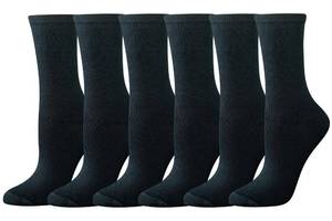 lot 2403 image: Amazon Essentials Womens Cotton Crew Socks, 6 Pairs, Black, 6-9 - Retail $8