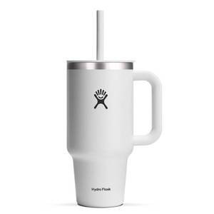 lot 2416 image: Hydro Flask 32oz All Around Travel Straw Tumbler - White Double-Wall, BPA-Free, Spillproof - Retail $35