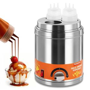 lot 2437 image: Electric Sauce Warmer Dispenser Commercial Cheese Sauce Bottles Warmer Hot Fudge Warmer Dispenser 3-Bottles Warmer for Cheese Sauce Hot Chocolate Fudge Caramel 86-185 110V - Retail $150