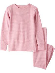 lot 2444 image: little planet by carters Girl 2-piece Pajamas made with Organic Cotton, Pink Stripe, 12M - Retail $14