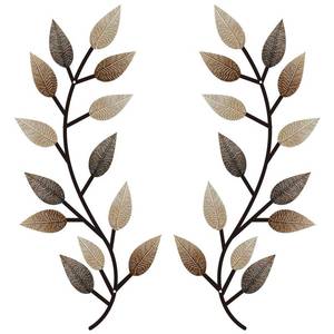 lot 2468 image: Zhengmy 2 Pieces Metal Tree Leaf Wall Decor Vine Olive Branch Leaf Wall Art Living Room, Hallway Wall Decor Outdoor Decoration(Vintage Brown) - Retail $18