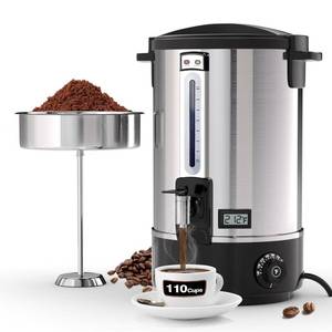 lot 2469 image: Nalison Commercial Coffee Urn, 110-Cup 16L Fast Brew Stainless Steel Hot Beverage Dispenser with Thermometer-Electric Hot Water Urn for Wedding, Party, Catering Events with Easy Cleaning(Double Wall) - Retail $161