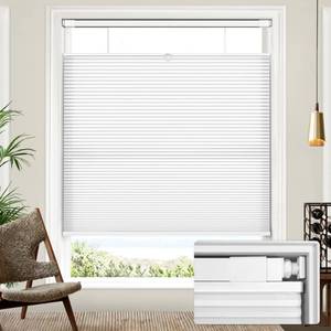 lot 2479 image: Lazblinds Upgraded Top Down Bottom Up (TDBU) Honeycomb Blinds, No Drill No Tools Easy Install Cordless Cellular Shades for Windows 34 W x 64 H, White - Light Filtering&nbsp