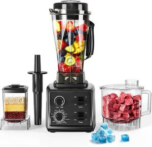 lot 2492 image: 3-in-1 Blender and Food Processor Combo for Smoothies Shakers, 1500W(32000 RPM) Professional Blenders for Kitchen, Adjustable Speed, 68oz BPA-Free Plastic Jar, 30s Self-Cleaning (68 oz) - Retail $39