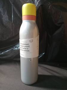 lot 2498 image: Insulated Stainless Steel Water Bottle with Built-in Straw - Retail $15