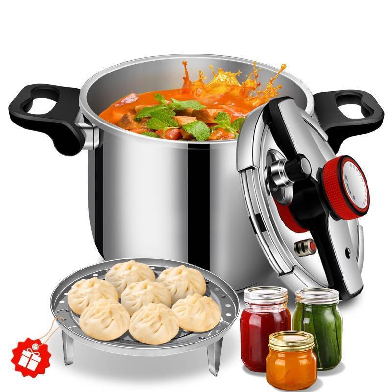 lot 1368 image: pressure cooker stainless steel 10.57 quart, olla de presion, stainless steel Pressure Cooker 10 quart, Compatible with Induction and Gas Stovetops - Retail $100