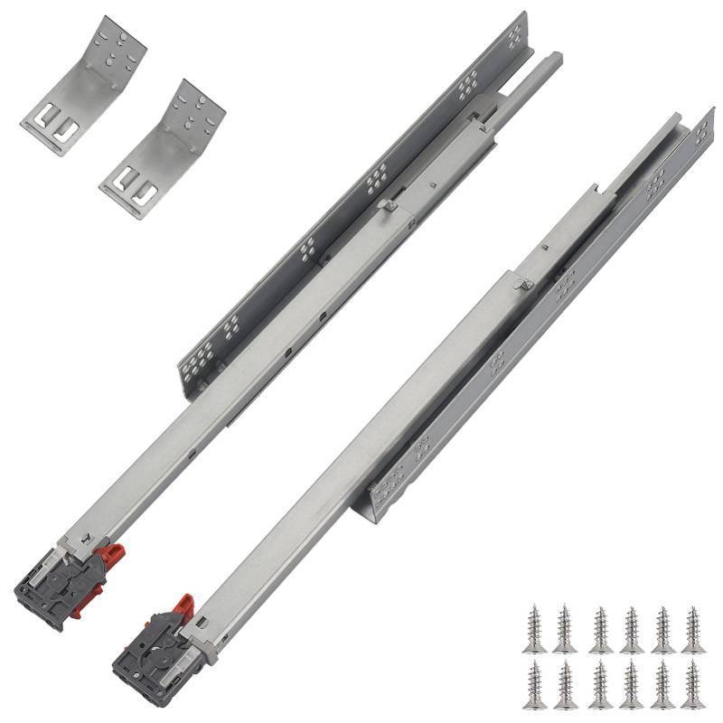 lot 1372 image: Full Extension Undermount Drawer Slides 18 inch (1 Pair), Soft Close Concealed Drawer Runners, Come with Mounting Screws and Brackets - Retail $22