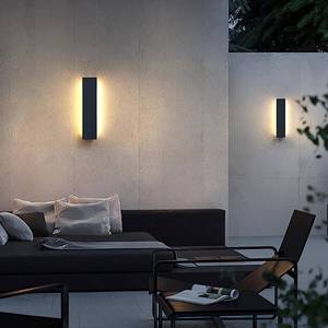 lot 1339 image: pedforn 2pcs 24in Modern Outdoor Wall Light, IP65 Waterproof Outdoor Wall Sconce, 3000K-6000K Dimmable LED Black Garage Lights, Exterior Wall Lighting, Anti-Rust Linear Long Outdoor Light - Retail $131