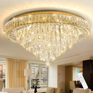 dolria Modern Crystal Chandeliers for Living Room Ceiling Light Fixture LED Dimmable Lamp with Remote Pendant Lighting Flush Mount Ceiling Light for Dining Room Bedrooms Foyer - Retail: $450