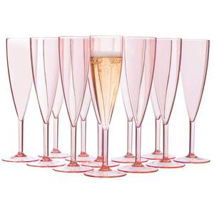 lot 2330 image: US Acrylic Plastic Reusable Champagne Flute (Set of 12) Rose Pink 5oz Stems  BPA-Free, Shatterproof, Made in USA  Top-Rack Dishwasher Safe