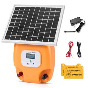 lot 2342 image: CURECURE Solar Electric Fence Charger with 8100mAh Lithium Battery, 10W Solar Panel, Easy Installation, 6 Miles Range, 1.5 Joules, LED Display, Use for Livestock, Pet, Farm, Garden