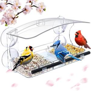 lot 2368 image: MrCrafts Window Bird Feeder with Strong Suction Cups, Clear Window Bird feeders for Viewing, Bird Feeders for Outdoors Outside,Multiple Bird Types