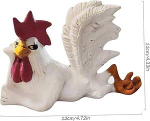lot 2369 image: wdcfxy White Rooster Statue  Rustic Farmhouse Table Sculpture with Unique Posture, Charming Figurine for Kitchen, Mantel, or as a Festive Housewarming Gift
