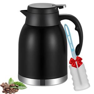 lot 2380 image: 54oz Thermal Coffee Carafe Dispenser, Stainless Steel Double Wall Unbreakable Vacuum Flask 1.6L Water Tea Pot Pitcher for Hot Christmas Carafe Coffee for Home Gifts(Matte Black)