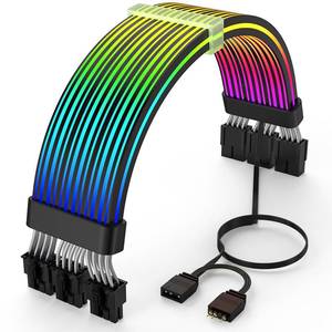 lot 2384 image: Sirlyr RGB PC Cables,Strimmer 3  8 pin PSU Extension Cable,5V 3Pin Sync ARGB,for Graphic Card Power Supply,Computer Case Decoration Black Style