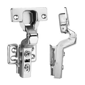 lot 2386 image: Luokim 2pcs Professional Grade Inset Soft Close Cabinet Hinges, Frameless Concealed European Style with Four-Hole Clip-On Mounting Plate and Screws, Nickel Plated Finish