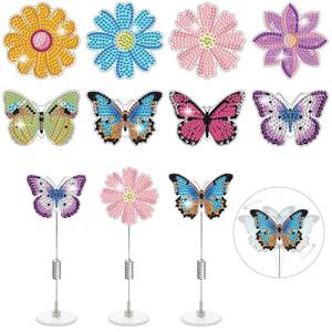 lot 2387 image: Morledoa Diamond Art Kits for Adults, 8 Pcs Swaying Butterfly Flower Diamond Painting, Butterfly Iron Stakes Diamond Art Kits