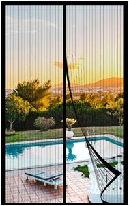 lot 2398 image: METAONLY Magnetic Screen Door Mesh Fits 32 x 78 Door - Curtain Size 34 x 81, Works for Patio, Sliding Door, Keeps Bug Mosquito Out, Fresh Air Flow, Black