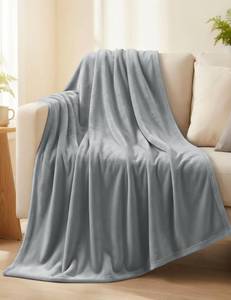 lot 2406 image: Casa Platino Fleece Throw Blankets 300 GSM Light Gray Soft Cozy Warm Holiday Throws for Winter, Fuzzy Plush Elegant Gifts for Kids, Men &amp Women - Ideal for Couch, Sofa, Chair or Bed - 50x60 Inch