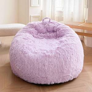lot 2413 image: XeGe Kids Fluffy Faux Fur Bean Bag Chair Cover (No Filler), Soft Furry Stuffed Animal Storage Bean Bag Cover Light Purple, Shaggy Fuzzy Beanbag for Kids Teens Girls Children, Anti-Slip, Lavender