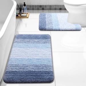 lot 2432 image: Arotive Bathroom Rugs Sets 2 Piece, Soft Absorbent Microfiber Bath Mats and U-Shaped Contour Toilet Rug, Non-Slip Machine Washable Dry Bath Mats for Bathroom, 30x20 and 24x20, Light Blue