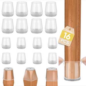 lot 2452 image: BALEINE Silicone Chair Leg Floor Protectors, Stool Leg Protectors Cap, Chair Leg Caps for Hardwood Floors (Clear-16pcs, Round Combo)