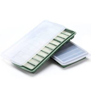 lot 2454 image: Eaasty 2 Pieces Breastmilk Storage Container Baby Food Milk Silicone Freezer Trays with Lid Breastmilk Freezer Tray Organizer Ice Trays Silicone Storage Bag Tray 10-1 oz Bars(Green)