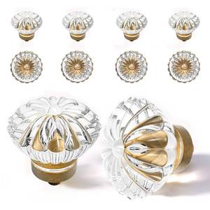 lot 2474 image: CEYMIO Crystal Cabinet Knobs Cabinets Knob, 8 Pack Flower Antique Brass Vintage Glass Clear Crystal Small Pull for Closet Dresser Drawers Cupboard,Retro Pulls Old Style Bronze Drawer Handle