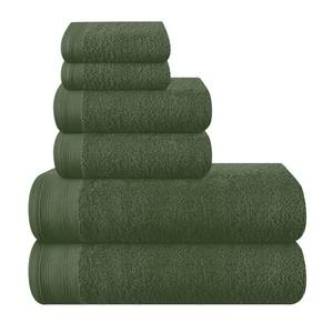 lot 2491 image: MALLONI HOME Ultra Soft 6 Pack Cotton Towel Set, Contains 2 Bath Towels 28x55 inch, 2 Hand Towels 16x24 inch & 2 Wash Coths 12x12 inch, Ideal Everyday use, Compact & Lightweight - Olive Green