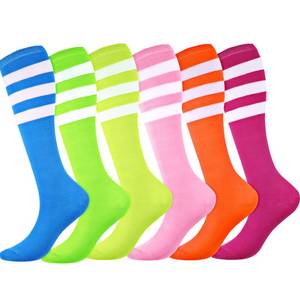 lot 2494 image: Syhood 6 Pairs Neon Knee High Socks Stretchy Roller Skate Socks for Women, Men, Soccer Softball Team Sports(Bright Color)