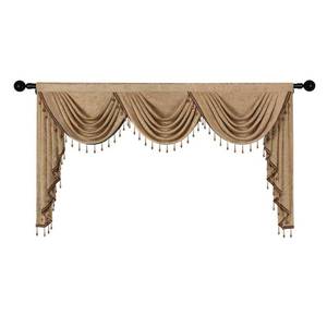 lot 2496 image: ELKCA Double-Sided Chenille Valance for Living Room,Coffee Curtains Valance with Beads for Bedroom,Rod Pocket (W79Inch,1 Panel)