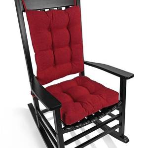 lot 2497 image: BUYUE Chair Cushion Set for Rocking Chair, Back Pillow & Seat Cushion with Ties, Original Woven Fabric Non-Slip Chair Pads for Elderly Sitting, Red