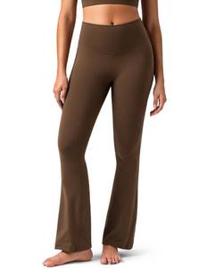 lot 2498 image: Colorfulkoala No Front Seam Flare Leggings Dreamlux High-Waisted Workout Yoga Pants for Women 27.5 Inseam(XS, Cocoa)
