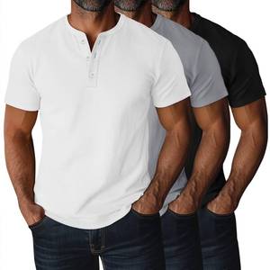 lot 2511 image: Ficerd 3 Pack Mens Big and Tall Henley T-Shirts Short Sleeve Plus Size Tee Loose Casual Shirts Basic Oversized Tops(Black, White, Light Gray,4X-Large)