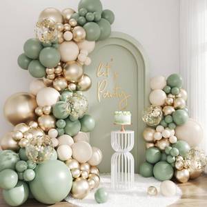 lot 2528 image: Sage Green Gold Balloon Arch Kit, 143Pcs Sage Green and Sand White Gold Balloons Garland Arch Kit Coffetti Balloons for Birthday Wedding Baby Shower Gender Reveal Decorations