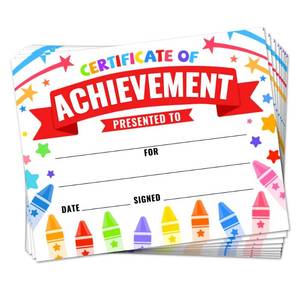 lot 2529 image: Doodlream 30 Colorful Handprints Certificate of Achievement Completion Award Recognition Paper, 9.8x7.8 Blank Preschool Kindergarten Graduation Diploma Certificates Student Sports Activities Award