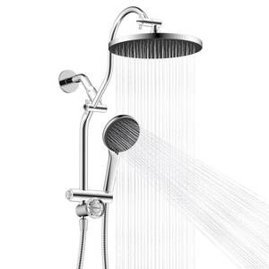 lot 2532 image: Hibbent Upgraded cUPC Certified Self-cleaning Shower Head Combo, High Pressure 10 Rain Showerhead with 3-Spray Handheld, All Metal Arm with Easy Reach 4-way Diverter, 71 Hose & Holder, Chrome