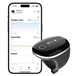 lot 2540 image: Wellue O2Ring-S Oxygen Monitor for Small Fingers  Rechargeable Pulse Oximeter, Continuous Blood Oxygen & Pulse Rate Tracking with Vibration Reminder  24 hrs Battery Life, 4  10 Hours Data Storage
