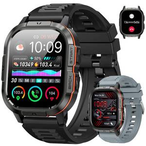 lot 2561 image: Smart Watch for Men Fitness Tracker MakeAnswer Call Military Smart Watches for Men Digital Watches Heart Rate Monitor Waterproof Running Smartwatch Android Phones iPhone Samsung Compatible 2 Bands