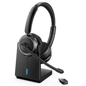 lot 2571 image: Upgrade ANC & ENC Headset with Microphone for PC, Wireless Headset with Mic for Work(Flip-to-Mute & USB Dongle), Bluetooth 5.4 Noise Cancelling Headphones with Mic for Call CenterHomeComputerPhones