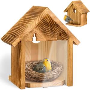 lot 2576 image: Window Bird Houses for Outside with 2 Powerful Hooks, Clear Window for Viewing Inside, Hanging Wooden Birdhouses with Weather Treated for Outdoors, Bird Nesting Box for Bluebird Finch Chickadee